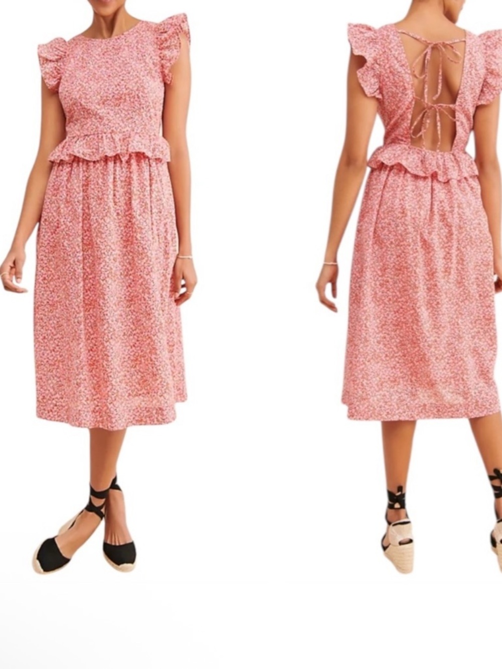 Vero Moda Dress Size Small Floral Midi Open Back